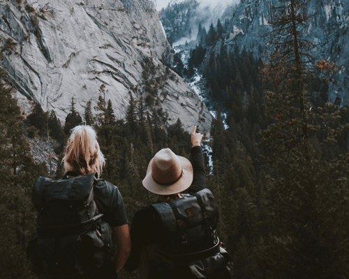 two hikers in mountain